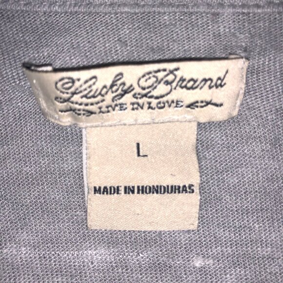 Lucky Brand Tunic Top Womens L Blue Gray Aztec Boho Bohemian India Long Sleeve - Picture 5 of 8